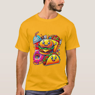 T-shirt Happy Fast Food Characters Art for