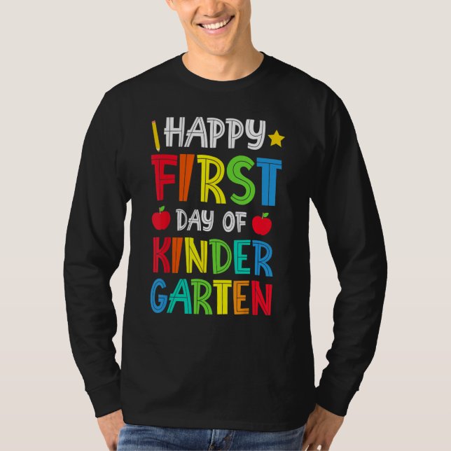 T-shirt Happy First Day Of Kindergarten Back To School (Devant)