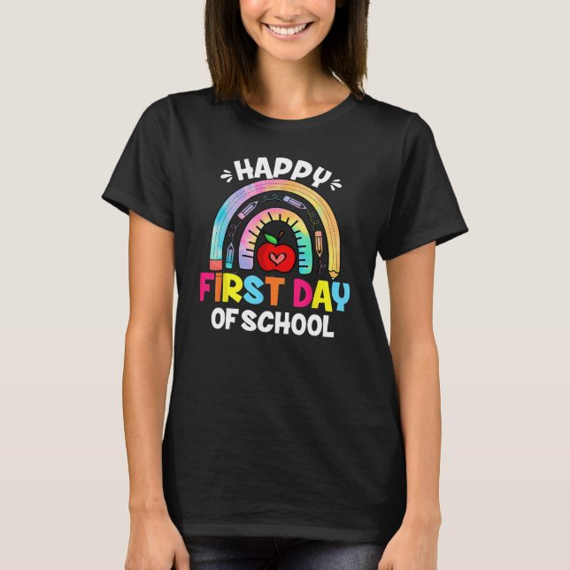 T-shirt Happy First Day Of School Boho Rainbow Back To Sch (Devant)
