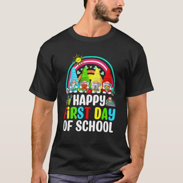 T-shirt Happy First Day Of School Cute Gnomes Teachers Stu (Devant)