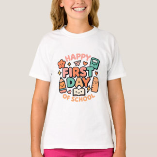 T-shirt Happy First Day of School – Cute Kawaii Back to Sc