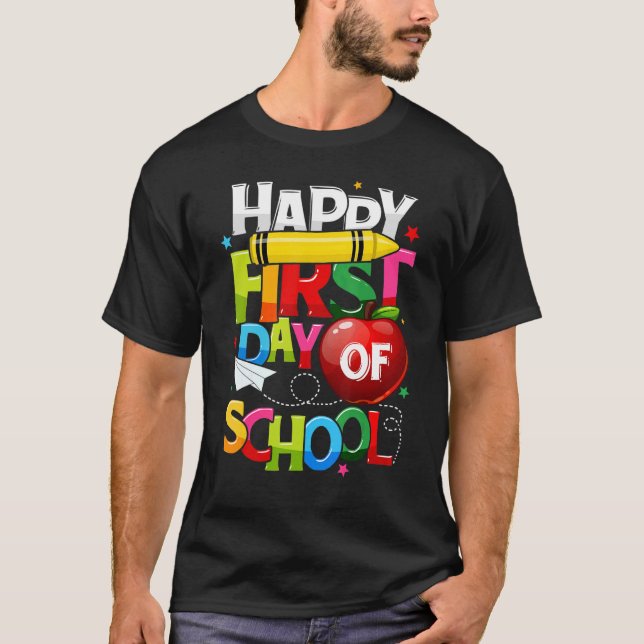 T-shirt Happy First Day of School Teacher Girls Boys Back (Devant)