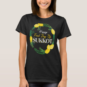 T-shirt Happy First Day Of Sukkot Lulav Palm Tree Israelit