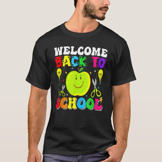 T-shirt Happy First Day School Cute Boy Girls Welcome Back (Devant)