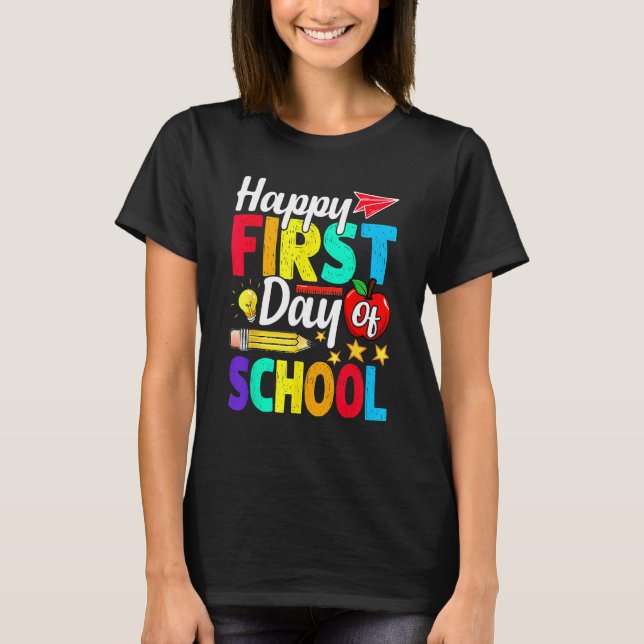 T-shirt Happy First Day School Funny Back To School Cute B (Devant)