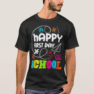 T-shirt Happy First Teacher Student Kindergarten Back To S
