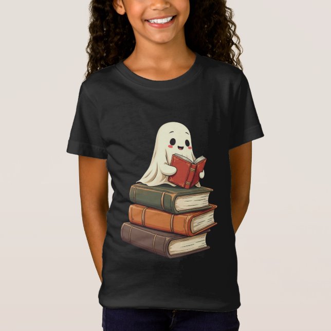 T-Shirt Happy Ghost Reader - Funny Bookworm (Devant)