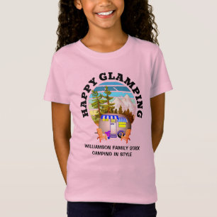 T-Shirt HAPPY GLAMPING Nom personnalisé Famille Camping En