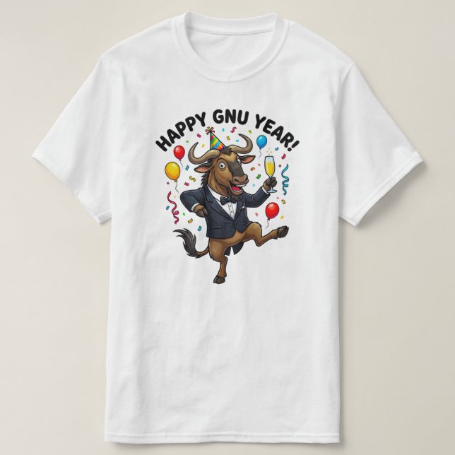 T-shirt Happy Gnu Year (male) (Design devant)