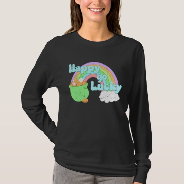 T-shirt Happy Go Lucky St Patrick s Day Rainbow For Boys G (Devant)