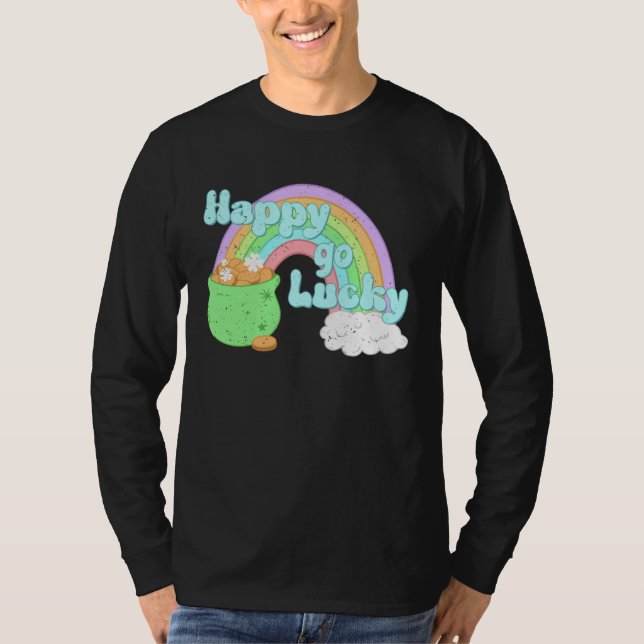 T-shirt Happy Go Lucky St Patrick s Day Rainbow For Boys G (Devant)