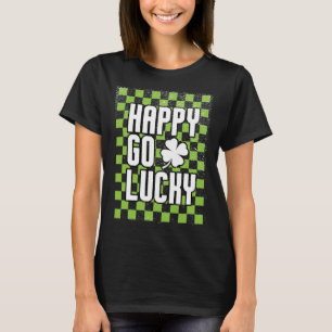 T-shirt Happy Go Lucky St Patrick's Day À damiers