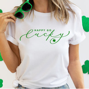 T-shirt Happy Go Lucky St. Patrick's Day Jote Green Script