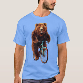 T-shirt Happy Grizzly Bear Cycling, Mountain Bike Bicycle 