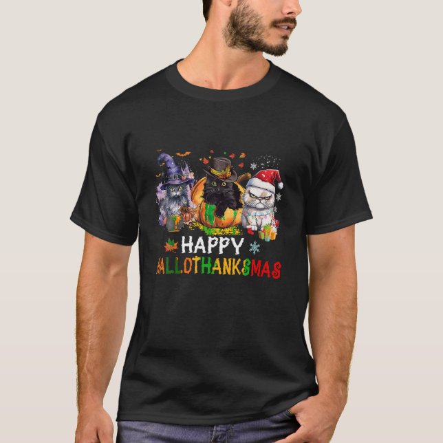 T-shirt Happy Hallo Merci Mas Cats (Devant)