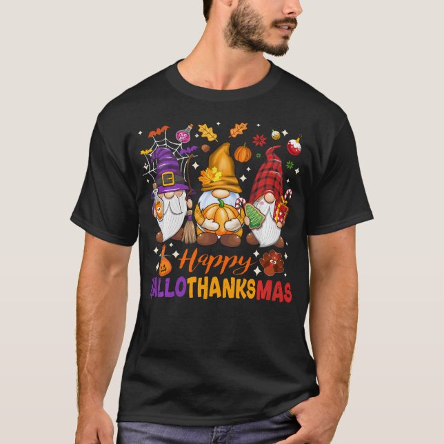 T-shirt Happy Hallo Merci Mas Halloween Thanksgiving Chri (Devant)