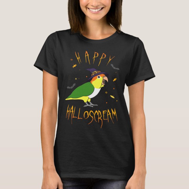 T-shirt Happy Halloscream White Bellied Caique Witch Hat B (Devant)