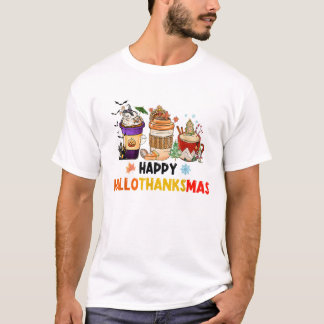 T-shirt Happy Hallothanksmas Coffee