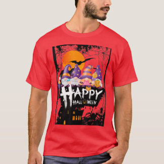 T-shirt Happy HalloThanksMas Gnomes, HauntedHouse Bats Moo