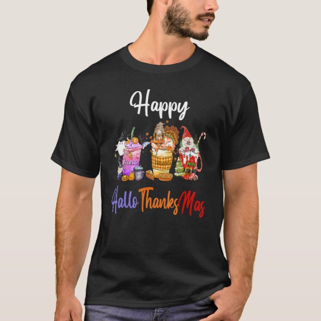 T-shirt Happy Hallothanksmas Halloween Thanksgiving Christ (Devant)