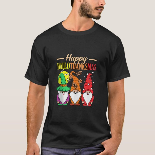 T-shirt Happy Hallothanksmas Halloween Thanksgiving Christ (Devant)