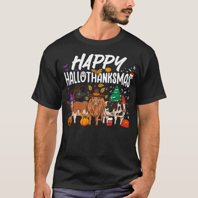 T-shirt Happy HalloThanksMas Halloween Thanksgiving Christ (Devant)