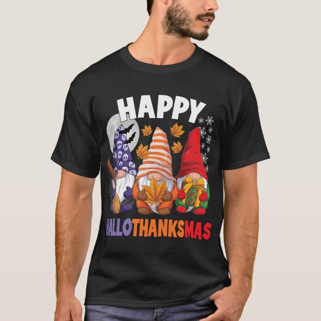 T-shirt Happy HalloThanksMas Halloween Thanksgiving Christ (Devant)