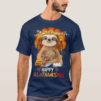 T-shirt Happy Hallothanksmas Sloth Lover Halloween Thanksg