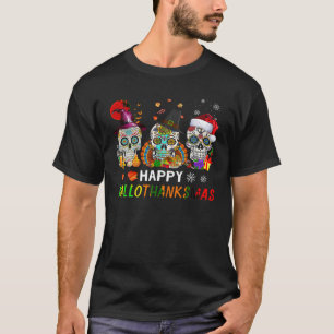 T-shirt Happy Hallothanksmas Sugar Skull Halloween Thanksg