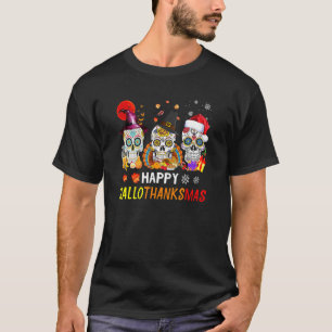 T-shirt Happy Hallothanksmas Sugar Skull Halloween Thanksg
