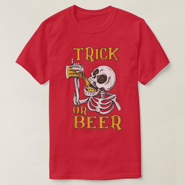 T-shirt Happy Halloween 2022 Trick ou squelette de bière H (Design devant)