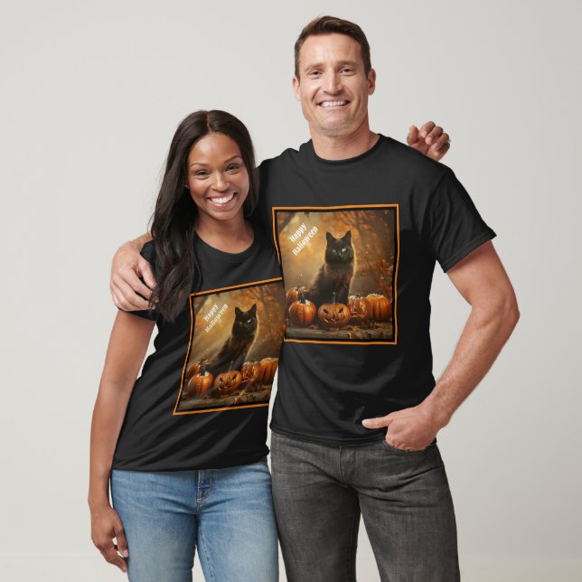 T-shirt Happy Halloween Black Cat Collection (Unisexe)