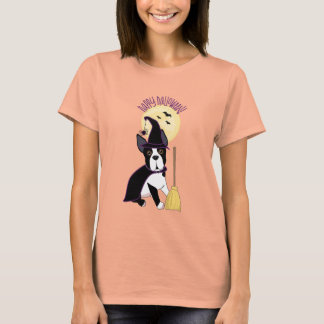 T-shirt Happy Halloween Boston Terrier Witch