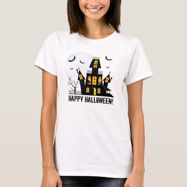 T-shirt Happy Halloween chauves-souris volantes Éffrayant  (Devant)