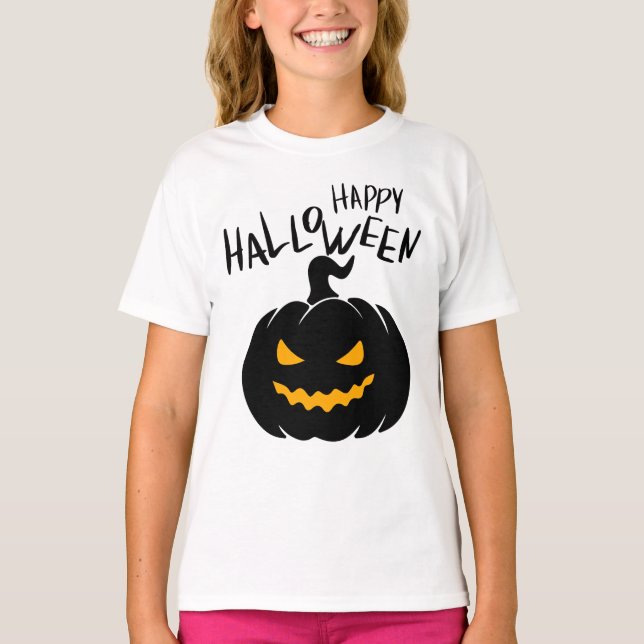 T-shirt Happy Halloween Citrouille (Devant)