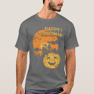 T-shirt Happy Halloween Citrouille Funny Éffrayant chauve-