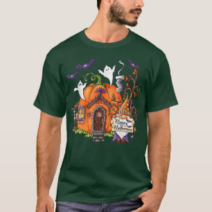 T-shirt Happy Halloween Citrouille Haunted Maison mignonne
