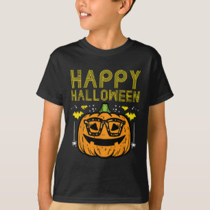 T-shirt Happy Halloween Citrouille lunettes costume femmes