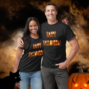 T-shirt Happy Halloween Citrouille Orange Texte