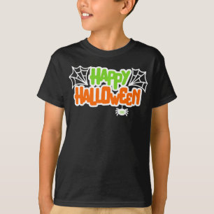 T-shirt Happy Halloween coloré mignon araignée Web