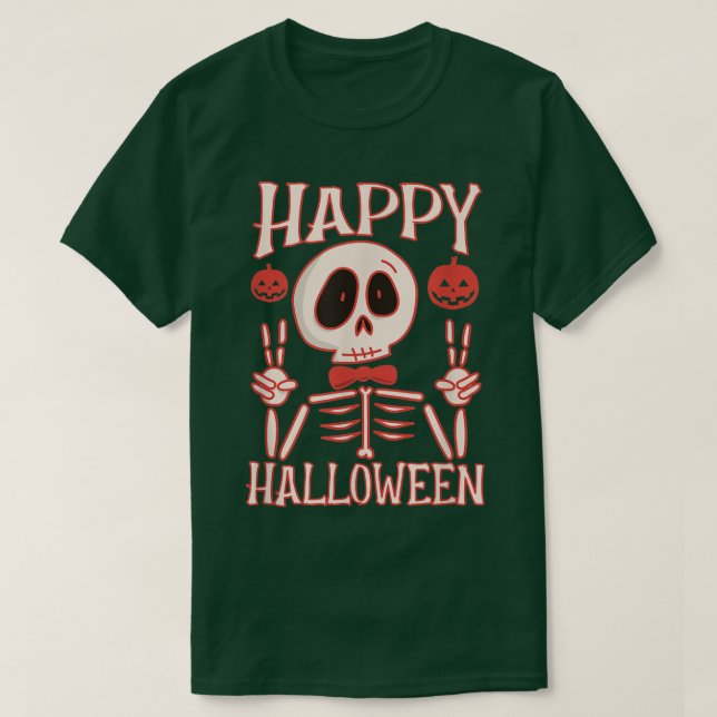 T-shirt Happy Halloween Creepy Skeleton Pumpkins Party Cos (Design devant)