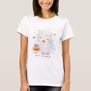 T-shirt Happy Halloween Cute Mummy Kitty