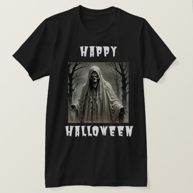 T-shirt Happy Halloween Déplaisant Skeleton Man (Design devant)