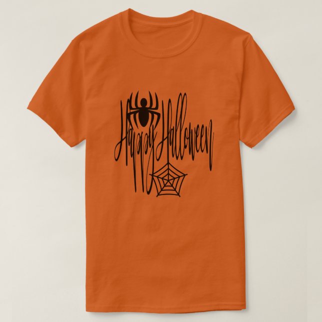 T-shirt Happy Halloween drôle effrayant Araignée Cobweb (Design devant)