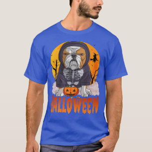 T-shirt Happy Halloween English Bulldog Pumpkin Witch
