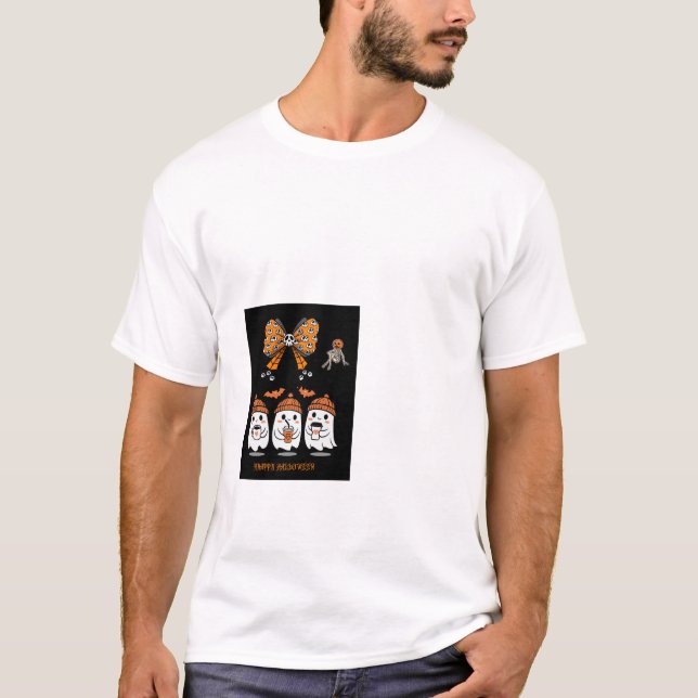 T-shirt Happy Halloween – fantômes café mignons (Devant)