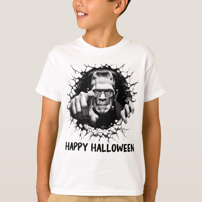 T-shirt Happy Halloween Frankenstein Monster (Devant)