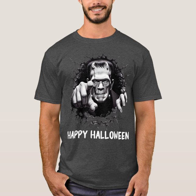 T-shirt Happy Halloween Frankenstein Monster (Devant)