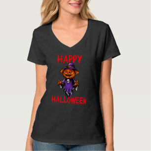 T-shirt Happy Halloween Ghost Jack-o'-lantern Citrouille e
