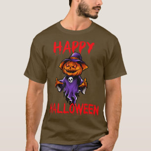 T-shirt Happy Halloween Ghost Jack-o'-lantern Citrouille e